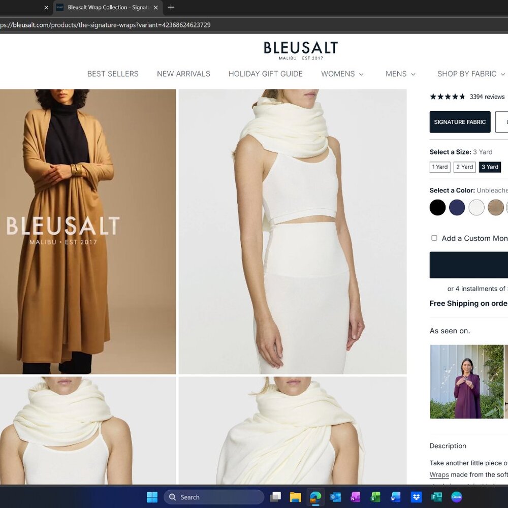 Bleusalt Signature 3 Yard Wrap- NATURAL